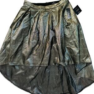 New Lulu's Pleated Gold Shimmer Metallic Hi-Low Womens Skirt XL